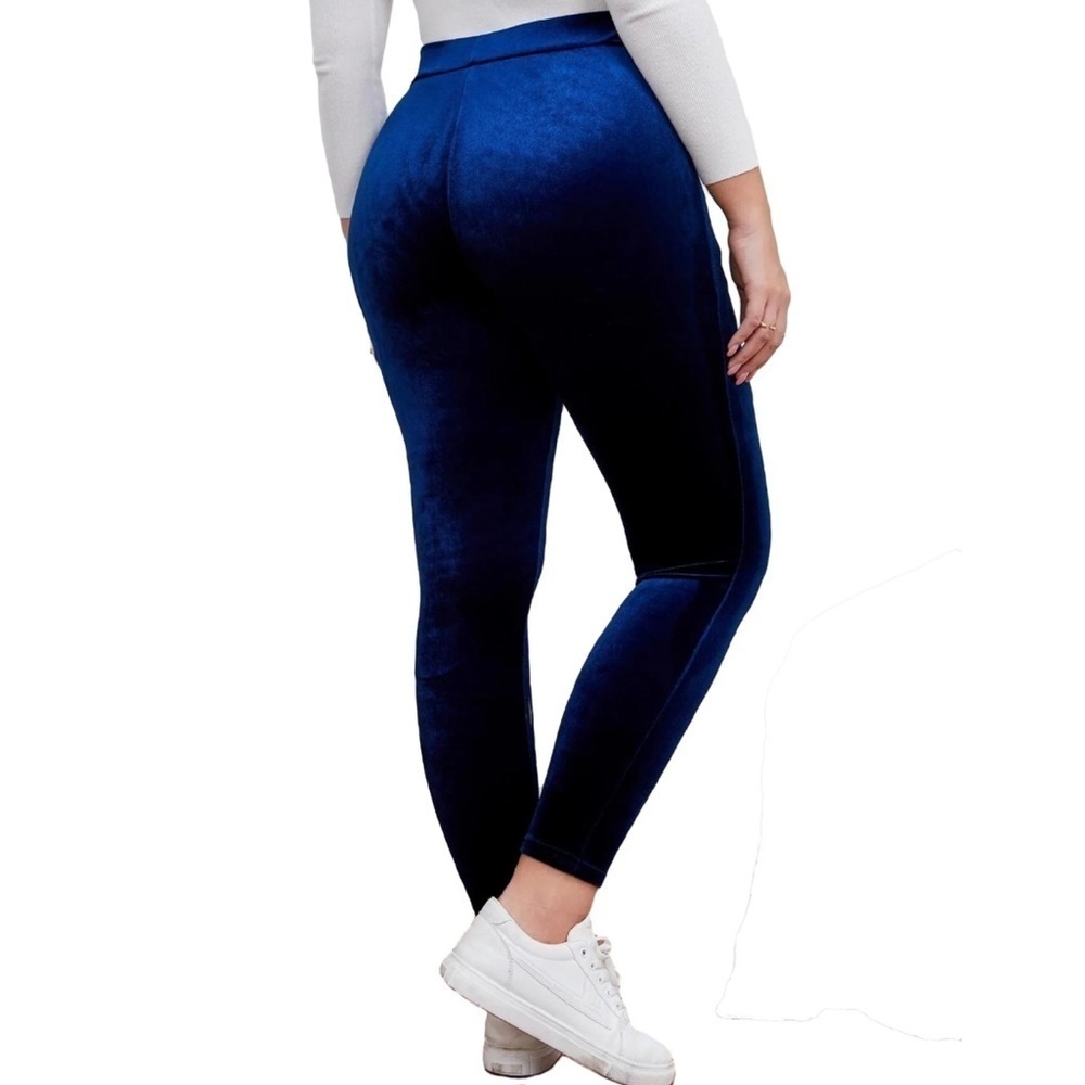 NEW Navy Blue Lightweight Velvet Leggings